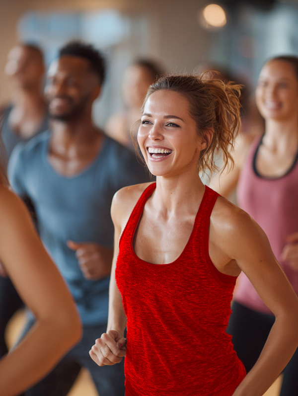 Fun fitness class by the pool